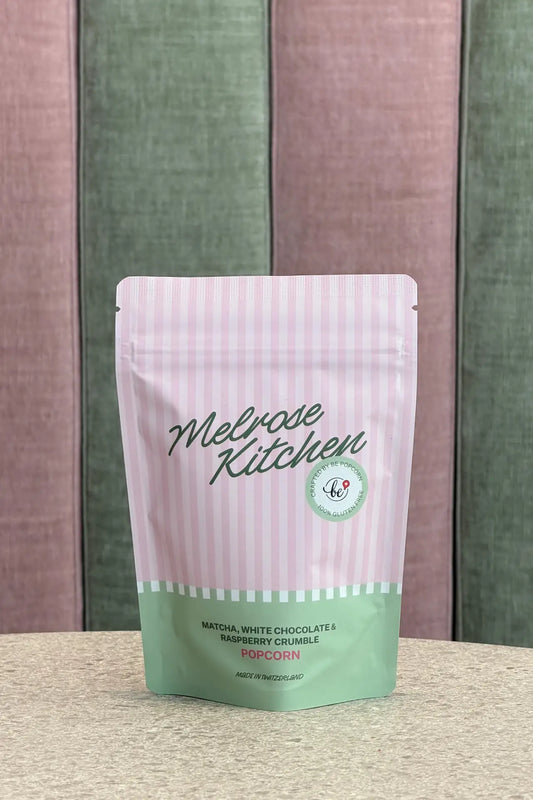 Popcorn - Matcha white chocolate & raspeberiescrumbs